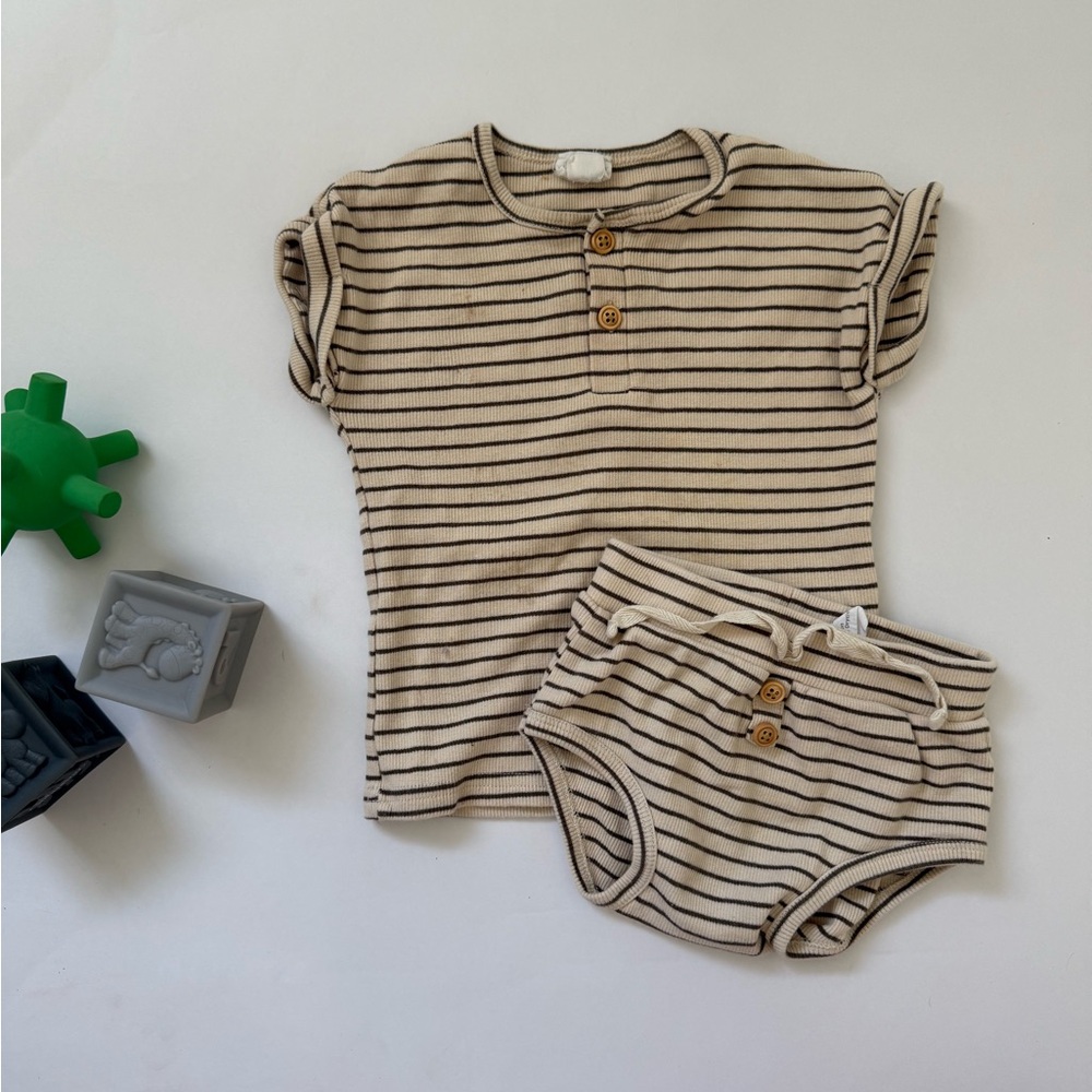 Jamie Kay Striped Beige Baby Outfit- play condition